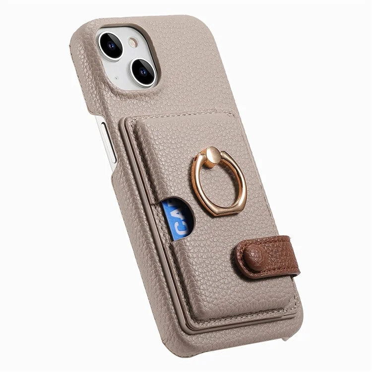 Y2 For iPhone 14 Case Kickstand Card Slot PU+PC+TPU Anti-Drop Phone Shell