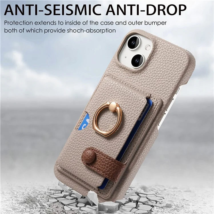 Y2 For iPhone 14 Case Kickstand Card Slot PU+PC+TPU Anti-Drop Phone Shell