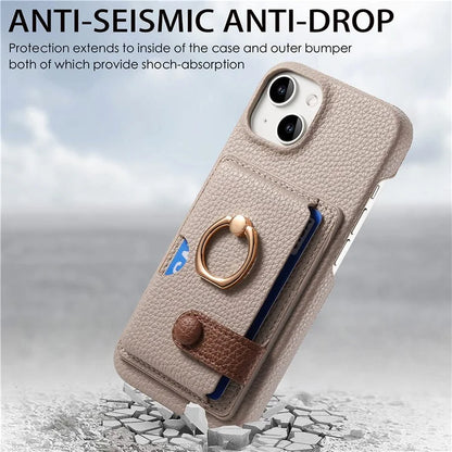 Y2 For iPhone 14 Case Kickstand Card Slot PU+PC+TPU Anti-Drop Phone Shell