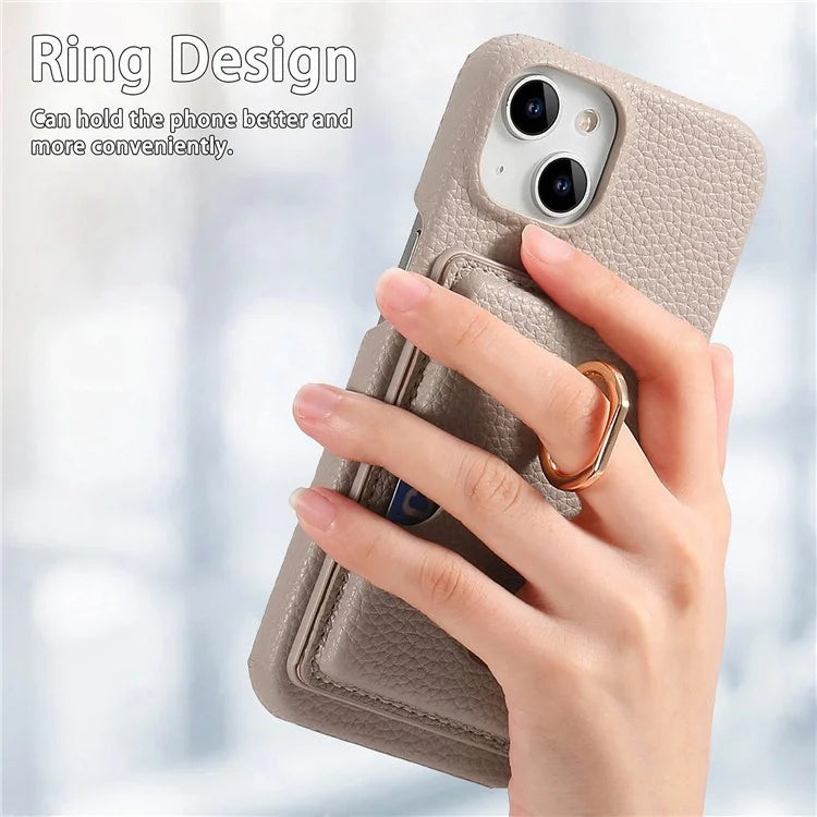 Y2 For iPhone 14 Case Kickstand Card Slot PU+PC+TPU Anti-Drop Phone Shell