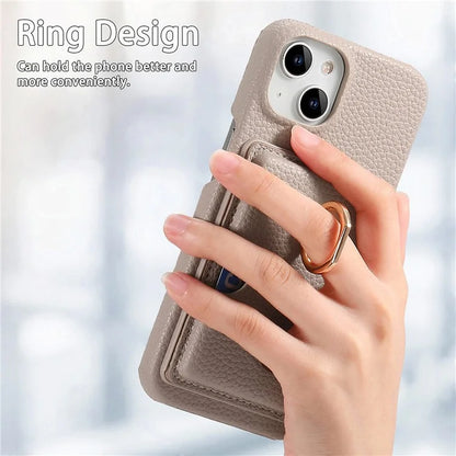 Y2 For iPhone 14 Case Kickstand Card Slot PU+PC+TPU Anti-Drop Phone Shell