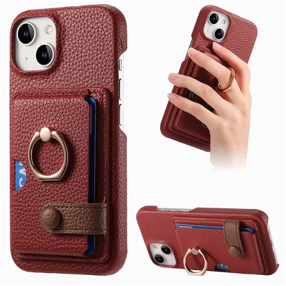 Y2 For iPhone 14 Case Kickstand Card Slot PU+PC+TPU Anti-Drop Phone Shell