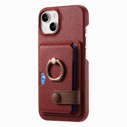 Y2 For iPhone 14 Case Kickstand Card Slot PU+PC+TPU Anti-Drop Phone Shell