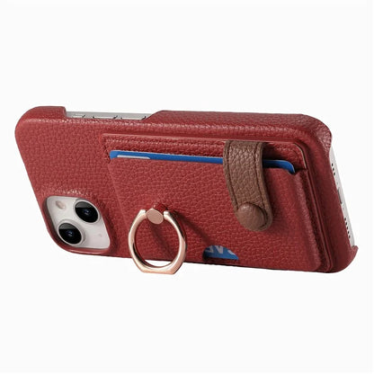 Y2 For iPhone 14 Case Kickstand Card Slot PU+PC+TPU Anti-Drop Phone Shell