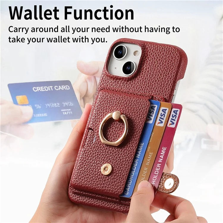 Y2 For iPhone 14 Case Kickstand Card Slot PU+PC+TPU Anti-Drop Phone Shell