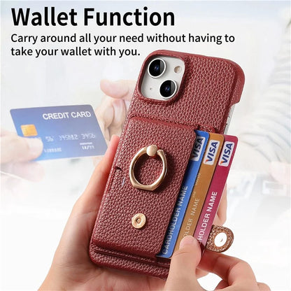 Y2 For iPhone 14 Case Kickstand Card Slot PU+PC+TPU Anti-Drop Phone Shell