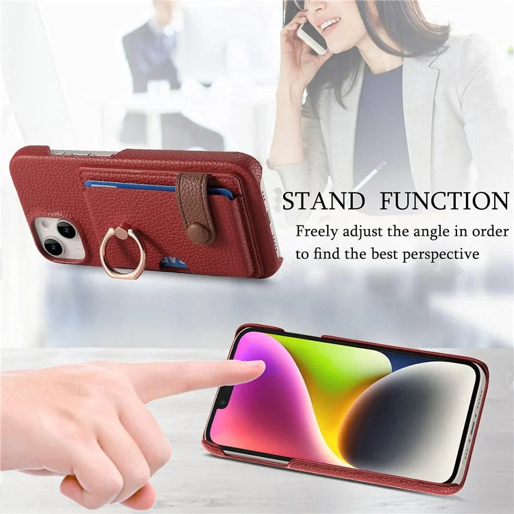 Y2 For iPhone 14 Case Kickstand Card Slot PU+PC+TPU Anti-Drop Phone Shell