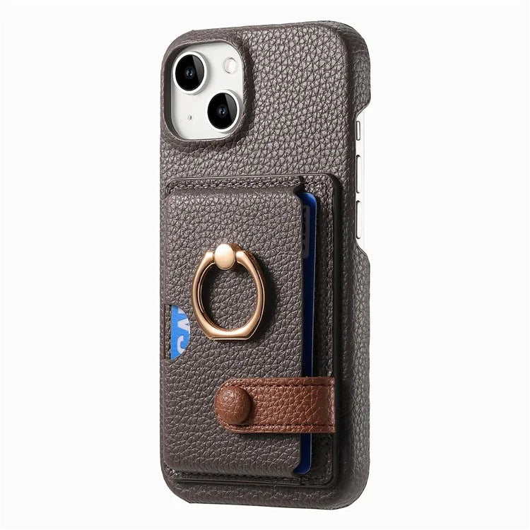 Y2 For iPhone 14 Case Kickstand Card Slot PU+PC+TPU Anti-Drop Phone Shell