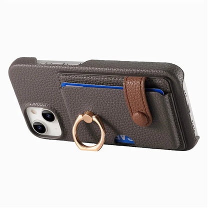 Y2 For iPhone 14 Case Kickstand Card Slot PU+PC+TPU Anti-Drop Phone Shell