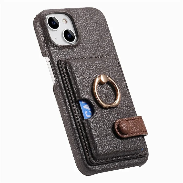 Y2 For iPhone 14 Case Kickstand Card Slot PU+PC+TPU Anti-Drop Phone Shell