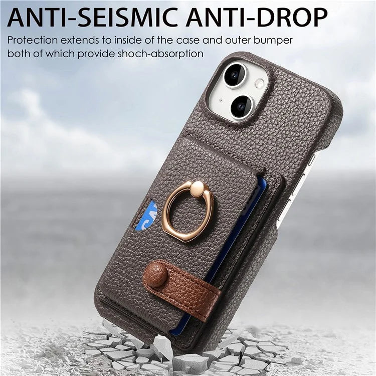 Y2 For iPhone 14 Case Kickstand Card Slot PU+PC+TPU Anti-Drop Phone Shell