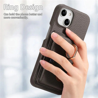 Y2 For iPhone 14 Case Kickstand Card Slot PU+PC+TPU Anti-Drop Phone Shell