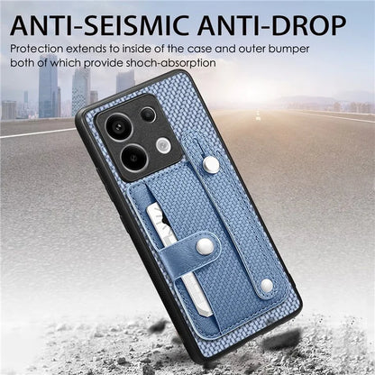 C1-01 For Xiaomi Redmi Note 13 Pro 5G / Poco X6 5G Case Card Slot Phone Cover Carbon Fiber Texture