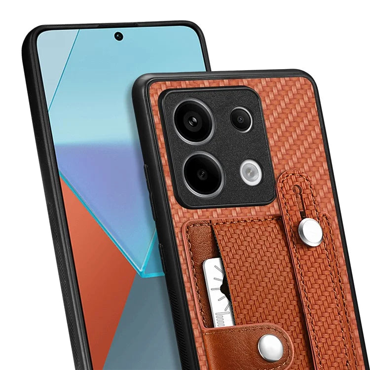 C1-01 For Xiaomi Redmi Note 13 Pro 5G / Poco X6 5G Case Card Slot Phone Cover Carbon Fiber Texture