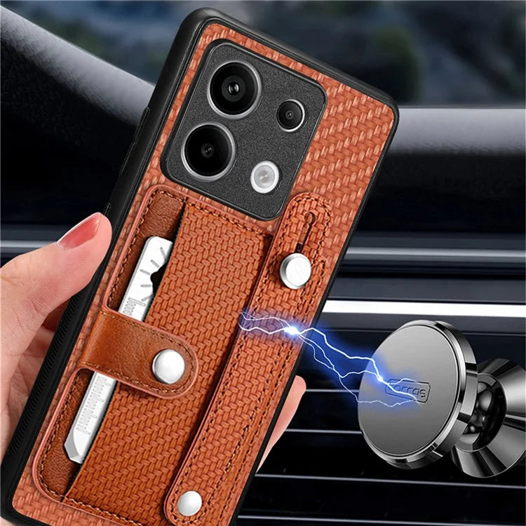 C1-01 For Xiaomi Redmi Note 13 Pro 5G / Poco X6 5G Case Card Slot Phone Cover Carbon Fiber Texture