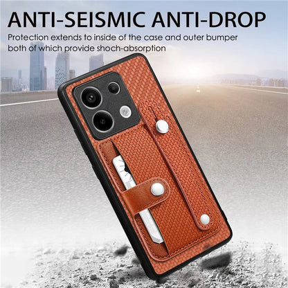 C1-01 For Xiaomi Redmi Note 13 Pro 5G / Poco X6 5G Case Card Slot Phone Cover Carbon Fiber Texture