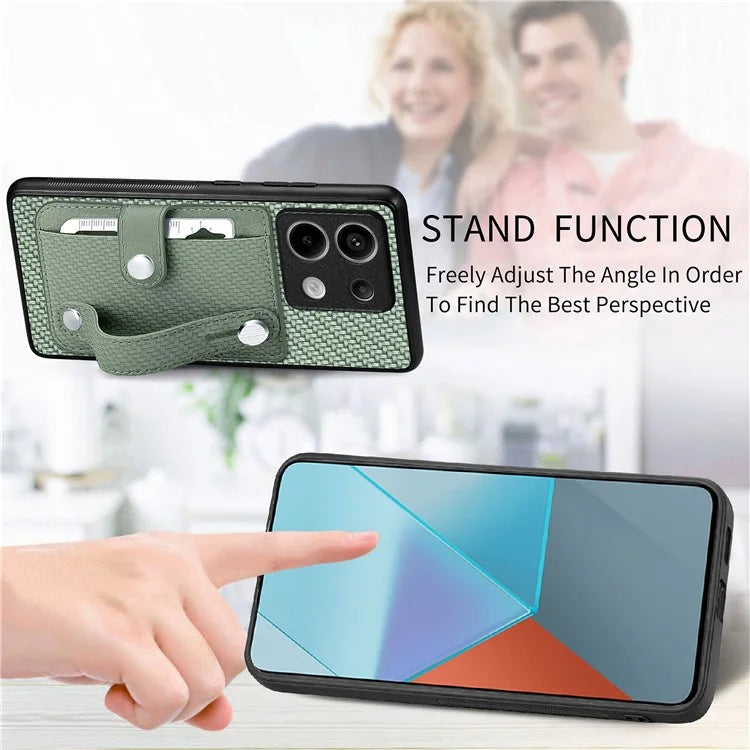 C1-01 For Xiaomi Redmi Note 13 Pro 5G / Poco X6 5G Case Card Slot Phone Cover Carbon Fiber Texture