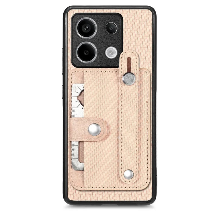 C1-01 For Xiaomi Redmi Note 13 Pro 5G / Poco X6 5G Case Card Slot Phone Cover Carbon Fiber Texture