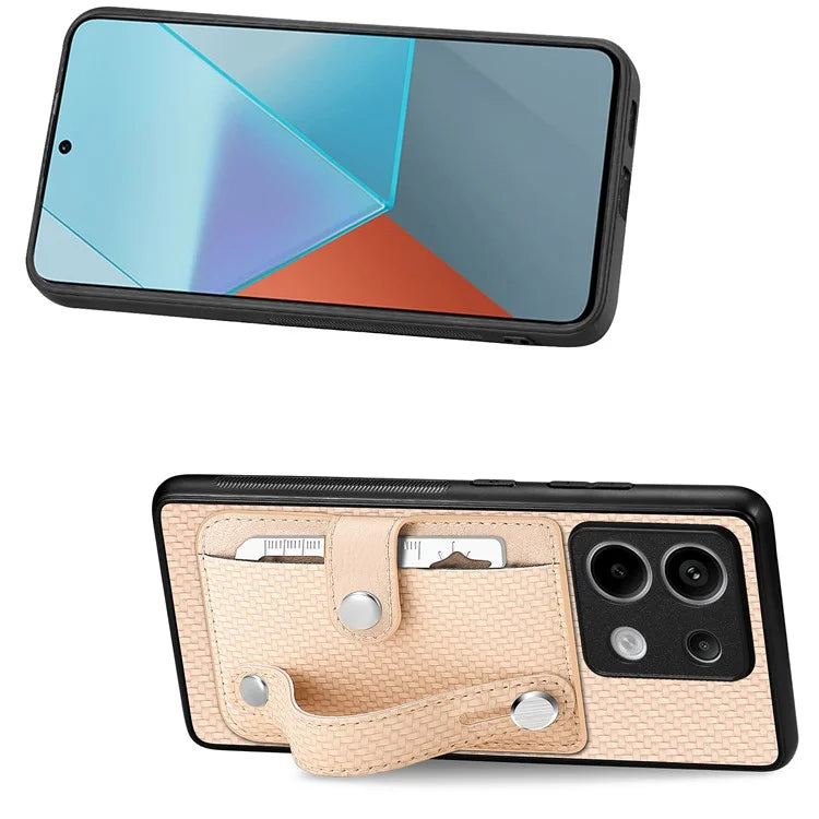 C1-01 For Xiaomi Redmi Note 13 Pro 5G / Poco X6 5G Case Card Slot Phone Cover Carbon Fiber Texture