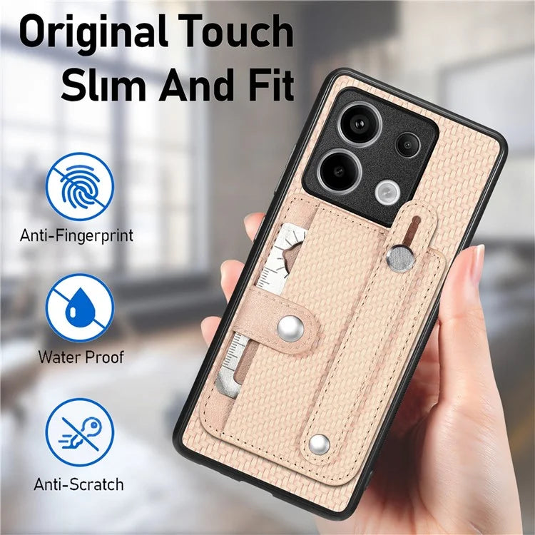 C1-01 For Xiaomi Redmi Note 13 Pro 5G / Poco X6 5G Case Card Slot Phone Cover Carbon Fiber Texture