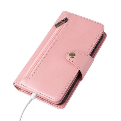 For Samsung Galaxy S23 Case Card Slots Rivet Decor Leather Phone Cover with Stand