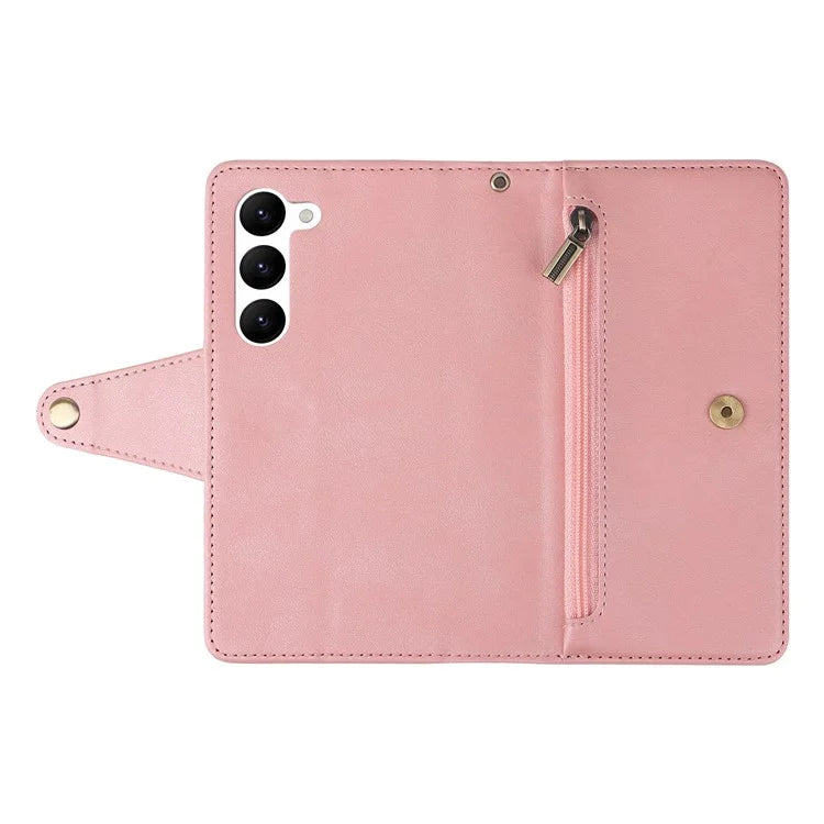 For Samsung Galaxy S23 Case Card Slots Rivet Decor Leather Phone Cover with Stand