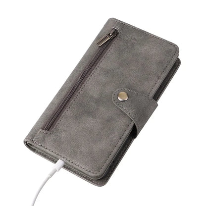 For Samsung Galaxy S23 Case Card Slots Rivet Decor Leather Phone Cover with Stand