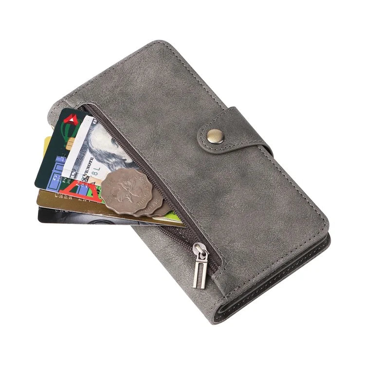 For Samsung Galaxy S23 Case Card Slots Rivet Decor Leather Phone Cover with Stand