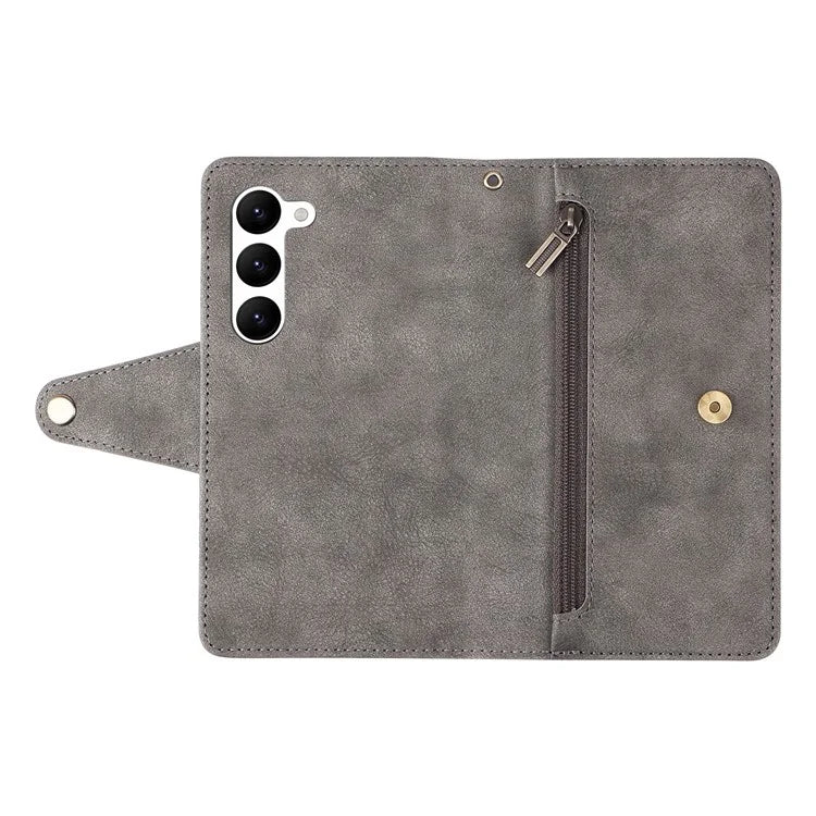 For Samsung Galaxy S23 Case Card Slots Rivet Decor Leather Phone Cover with Stand