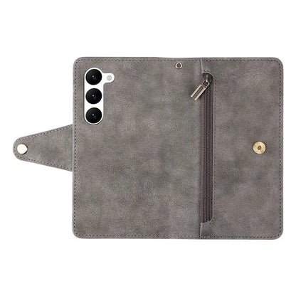 For Samsung Galaxy S23 Case Card Slots Rivet Decor Leather Phone Cover with Stand