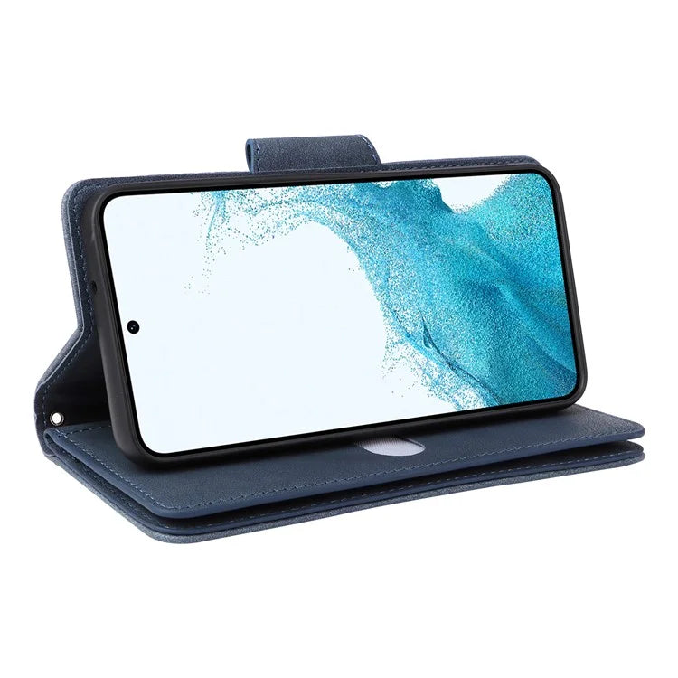 For Samsung Galaxy S23 Case Card Slots Rivet Decor Leather Phone Cover with Stand