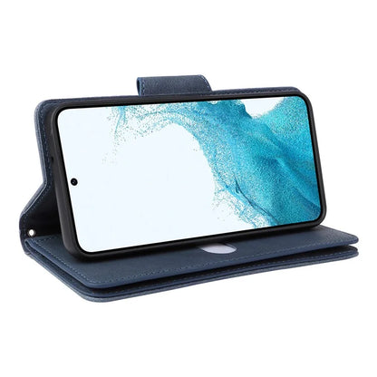 For Samsung Galaxy S23 Case Card Slots Rivet Decor Leather Phone Cover with Stand