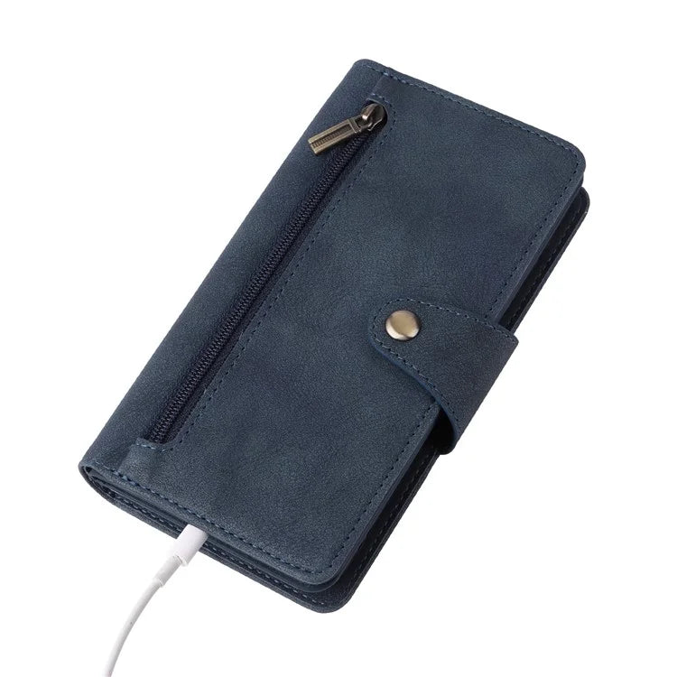 For Samsung Galaxy S23 Case Card Slots Rivet Decor Leather Phone Cover with Stand