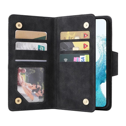 For Samsung Galaxy S23 Case Card Slots Rivet Decor Leather Phone Cover with Stand
