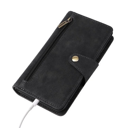 For Samsung Galaxy S23 Case Card Slots Rivet Decor Leather Phone Cover with Stand
