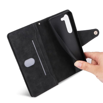 For Samsung Galaxy S23 Case Card Slots Rivet Decor Leather Phone Cover with Stand