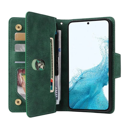 For Samsung Galaxy S23 Case Card Slots Rivet Decor Leather Phone Cover with Stand