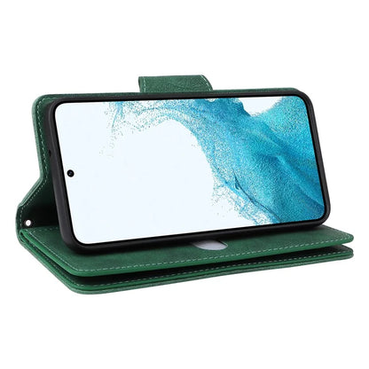 For Samsung Galaxy S23 Case Card Slots Rivet Decor Leather Phone Cover with Stand