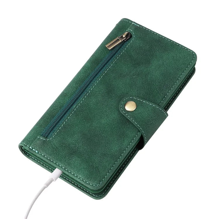 For Samsung Galaxy S23 Case Card Slots Rivet Decor Leather Phone Cover with Stand