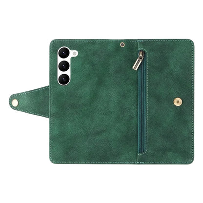 For Samsung Galaxy S23 Case Card Slots Rivet Decor Leather Phone Cover with Stand
