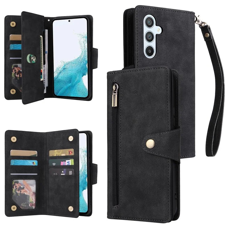 For Samsung Galaxy A54 5G Wallet Phone Case Rivet Decor Leather Flip Folio Cover