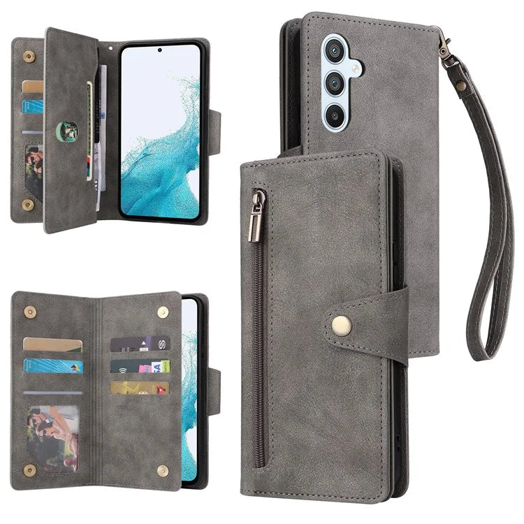 For Samsung Galaxy A54 5G Wallet Phone Case Rivet Decor Leather Flip Folio Cover