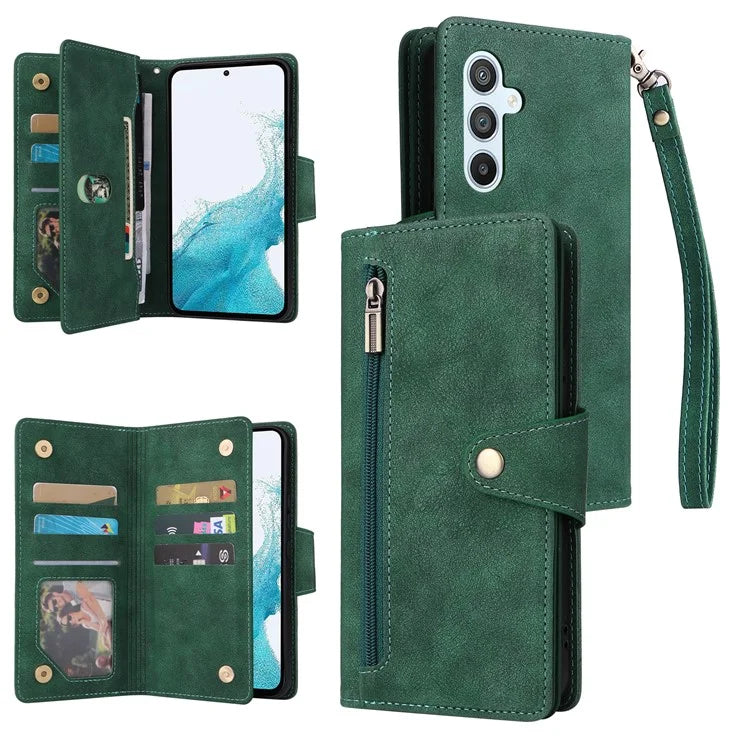 For Samsung Galaxy A54 5G Wallet Phone Case Rivet Decor Leather Flip Folio Cover