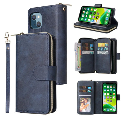 For iPhone 13 Case Wallet Zippered Stand Leather Phone Cover
