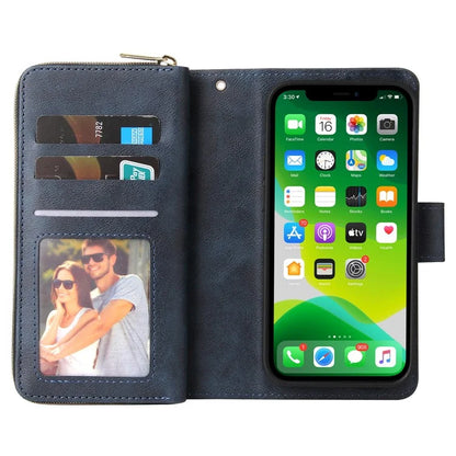 For iPhone 13 Case Wallet Zippered Stand Leather Phone Cover