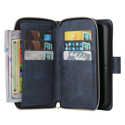 For iPhone 13 Case Wallet Zippered Stand Leather Phone Cover