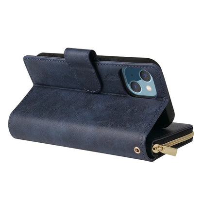 For iPhone 13 Case Wallet Zippered Stand Leather Phone Cover