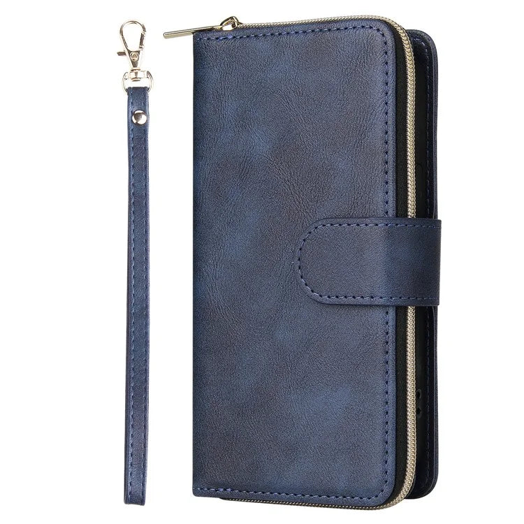 For iPhone 13 Case Wallet Zippered Stand Leather Phone Cover