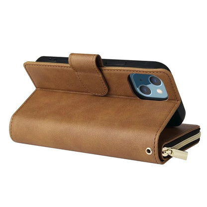 For iPhone 13 Case Wallet Zippered Stand Leather Phone Cover