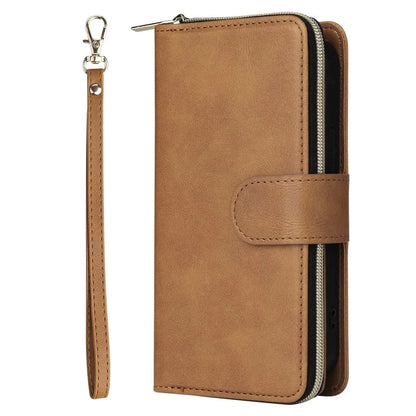For iPhone 13 Case Wallet Zippered Stand Leather Phone Cover